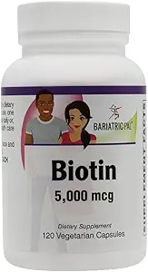 BariatricPal Biotin 5.000 mcg Gemakkelijk doorslikken Capsules (120ct fles)