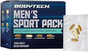 BODYTECH MenaTMs Sport Pack a Daily Multivitamine, Mineral, & Supplement Packs a Individually Wrapped (30-Day Supply)