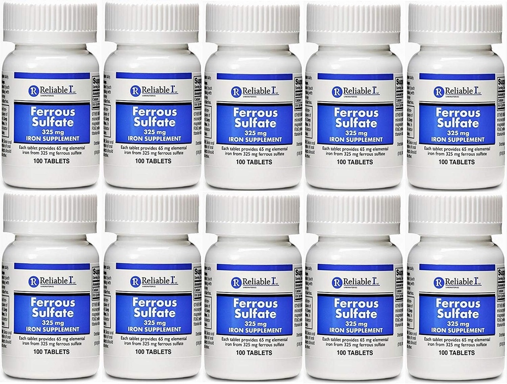 Ferrous Sulfate Iron 325 mg Generic voor Feosol 100 tabletten VERPAKKING van 10