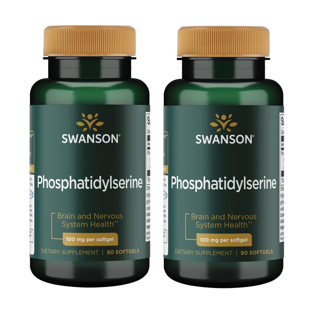 Swanson Phosphatidylserine 100 mg 90 Softgels, 2 Pack | Supports Healthy Mental Function, Helps Maintain Cell Signaling in the Brain and Healthy Memory and Cognitive Function