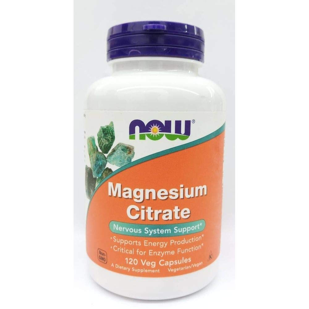 NOW Supplementen, Magnesium citraat, Enzyme Functie*, Zenuwstelselondersteuning*, 120 Veg Capsules