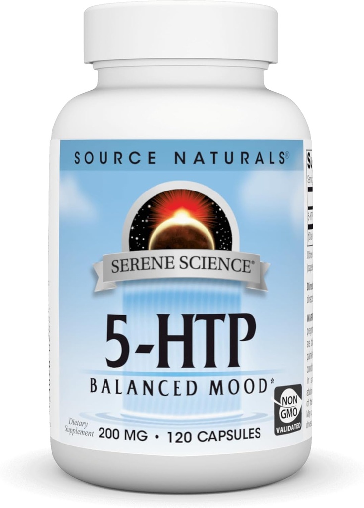 Bron Naturals Serene Science 5-HTP, Balanced Mood*, Non-GMO Dietary Supplement, 200 mg - 120 Capsules