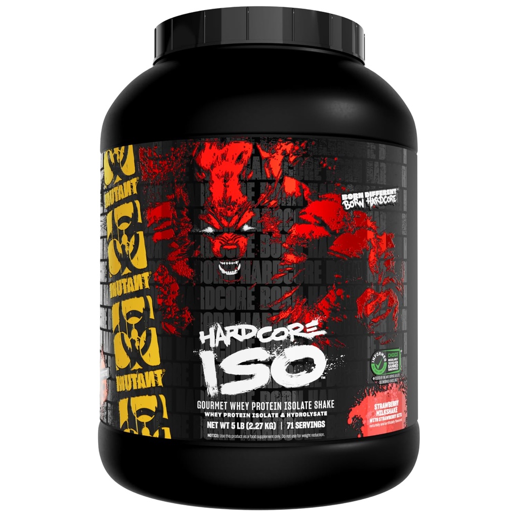 Mutant ISO Surge Wei Protein Isolaat Poeder werkt snel om te helpen herstellen, Build Muscle, Bulk en Sterkte, 5 lb - Aardbei Milkshake