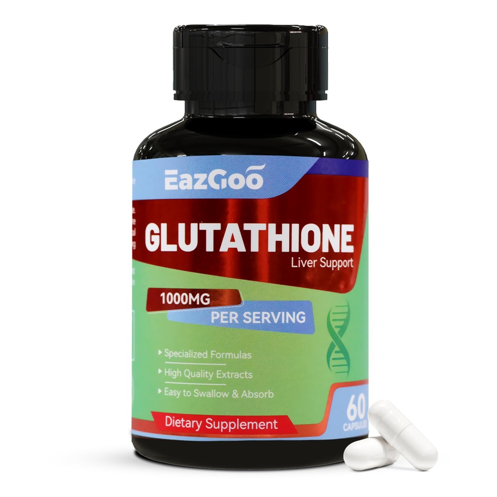 Glutathion Supplement 1000mg Antioxidant Supplement - Premium Vegan Formula for Immune Support, Skin Brightening & Liver Detox 