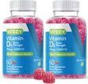 Vitamine D3 Gummies for Adults & Teens - 3.000 IE, 75 mcg, Extra Strength - Joint & Muscle Health, Immune Boost - Kauwbare vitamine D Gummies - Vegetarisch, Gelatinevrij - Smakelijke Berry Flavored Gummy