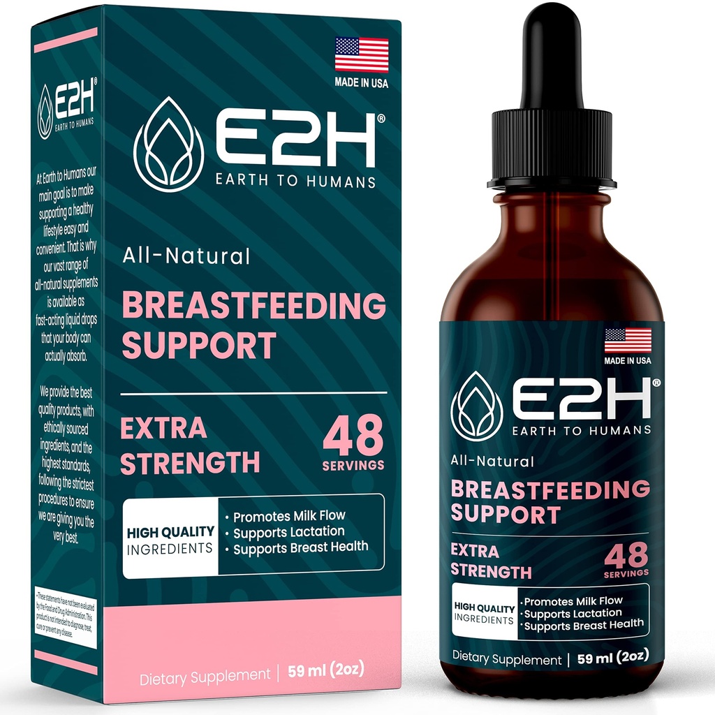 E2H Borstvoeding Supplement en Borstvoeding Ondersteuning - Liquid Borstvoeding Supplement - Bevat Fenegriek, Melkdistel, Venkel en meer - Geen Alcohol - Vegan - 2 Fl Oz