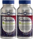 Silver Lining Pre & Probiotics + Digestieve Enzymes 50 Miljard CFU/Active Cells Ondersteuning, Vermindert Bloating Shelf Stable Formule 240 Telling (Pack of 2)