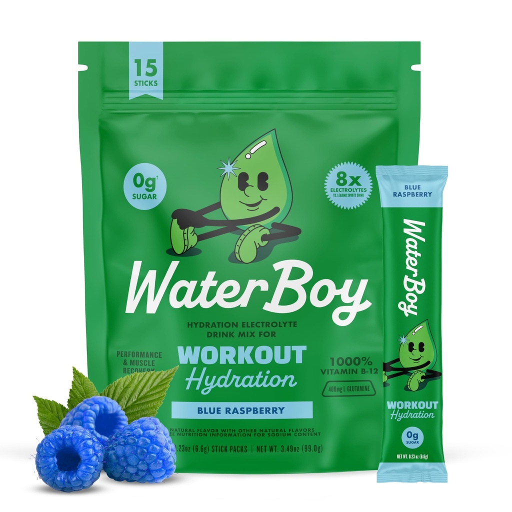 Waterboy workout hydratatie 2,960mg suikervrije elektrolyte poeder pakketten 