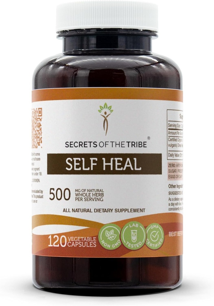 Geheimen van de Stam Zelf Genees 120 Capsules, Gemaakt met plantaardige capsules en Self Heal (Heal All, Prunella Vulgaris) Gedroogd Kruiden (120 Capsules)