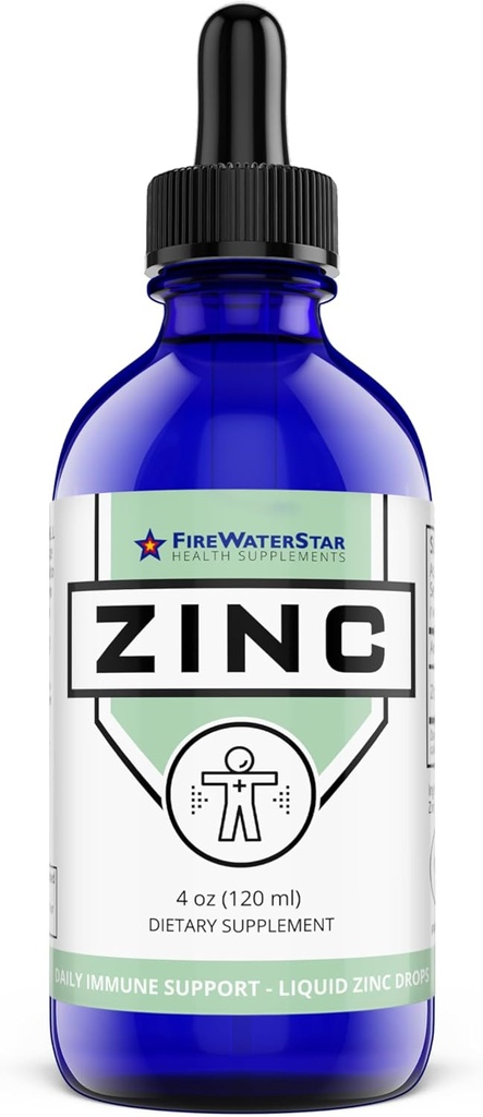 FWS Liquid Zink Supplement voor mannen Vrouwen Kids, Biologische Niet-GMO Vegan, Ionische Zink Sulfate Drops, Immune System Boost Gezonde Huid Ondersteuning Algemene Wellness, 60 dagen Supply, 4 oz