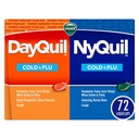 Vicks DayQuil & NyQuil Co-Pack, Cold & Flu Medicine, Krachtige Multi-Symptoom Daytime & Nighttime Relief voor Hoofdpijn, Koorts, Sore Throat, Kleine Pijn & Pijn, & Cough, 72ct