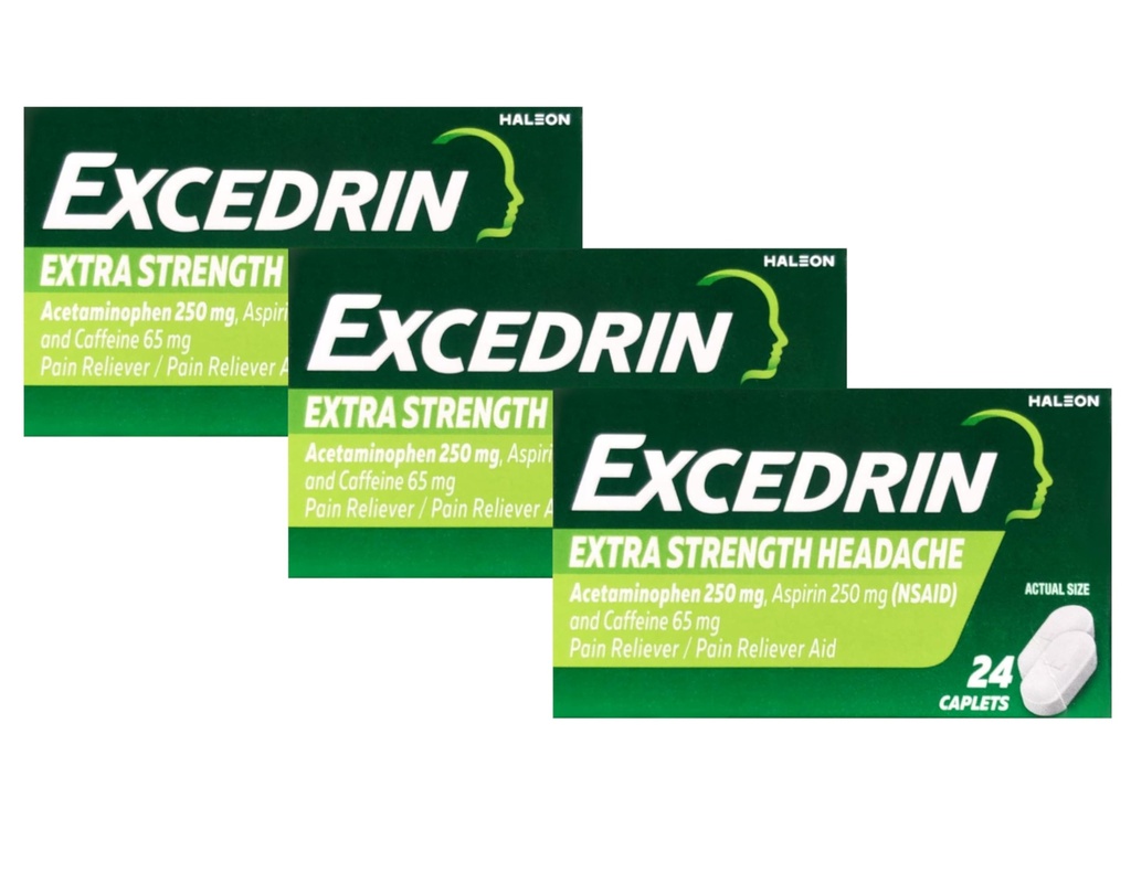 Excedrin Extra Sterkte - 24 Capletten, Verpakking van 3