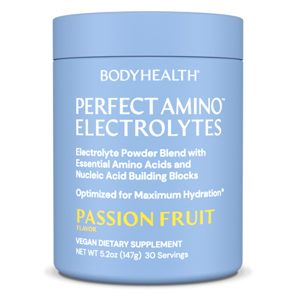BodyHealth PerfectAmino Elektrolyten Poeder Geen Suiker, Hydratatie Vasten Keto Zero Sugar Electrolytes Drink Mix met sporenmineralen - Passiefruit - 30 porties