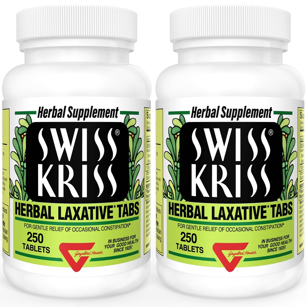 Swiss Kriss Kruiden Laxative Tablets, Natural Laxatives for Constipatie Relief, Senna Laxative, 250 tabletten, (Pack of 2)