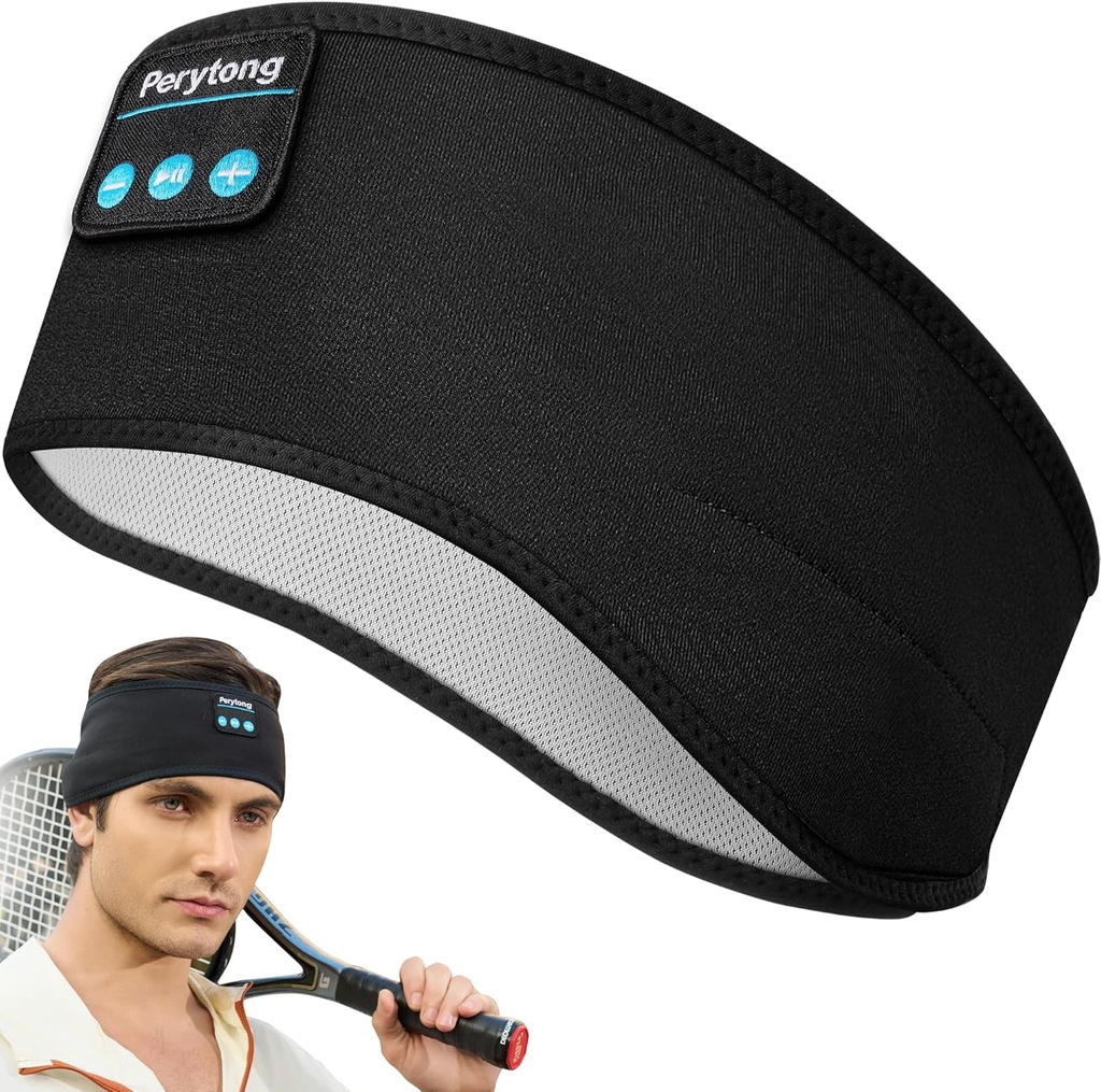 Perytong Slaapkoptelefoons Draadloos, Bluetooth Sport Headband Hoofdtelefoons met Ultra-Thin HD Stereo Speakers, Unisex, Perfect voor Slapen, Workout, Jogging,Yoga, Slapeloosheid, Air Travel, Meditatie