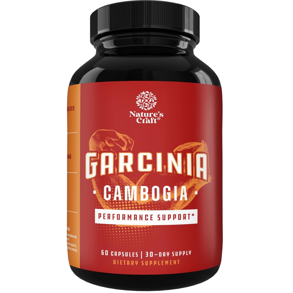 Sterke Garcinia Cambogia Extract Capsules met 60% HCA - Niet-Sticulant Garcinia Cambogia Weight Loss Supplement met Hydroxycitrinezuur en Chromium voor Balance, Energie & Metabolisme Ondersteuning - 60 Tel.