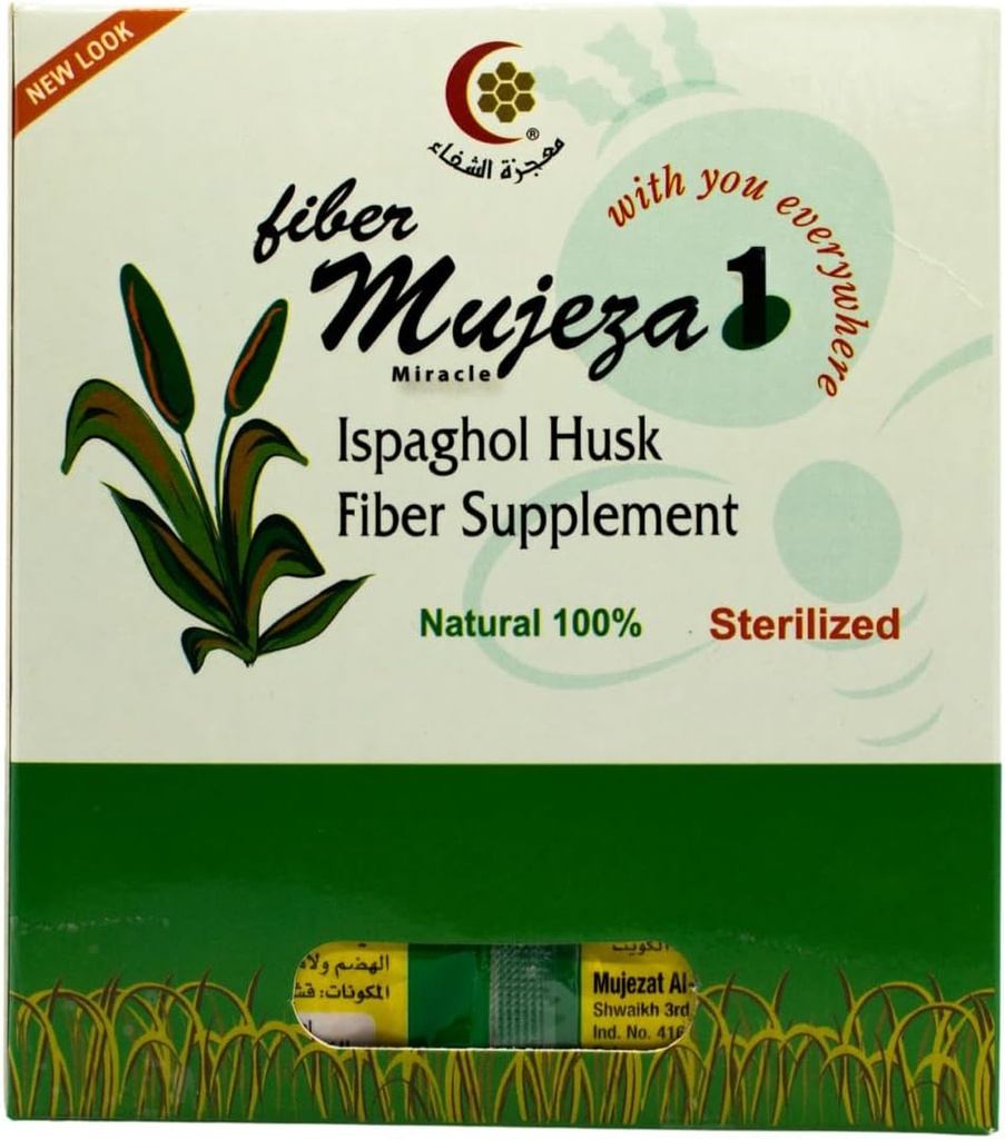 Mujeza Psyllium/Ispaghol Husk Supplement (100g) - 100% natuurlijke biologische Husk Vezel, gezonde eliminatie, Keto vriendelijk, Veganistisch, Glutenvrij, Oplosbare en onoplosbaar vezelbron - Mujezat Al-Shifa