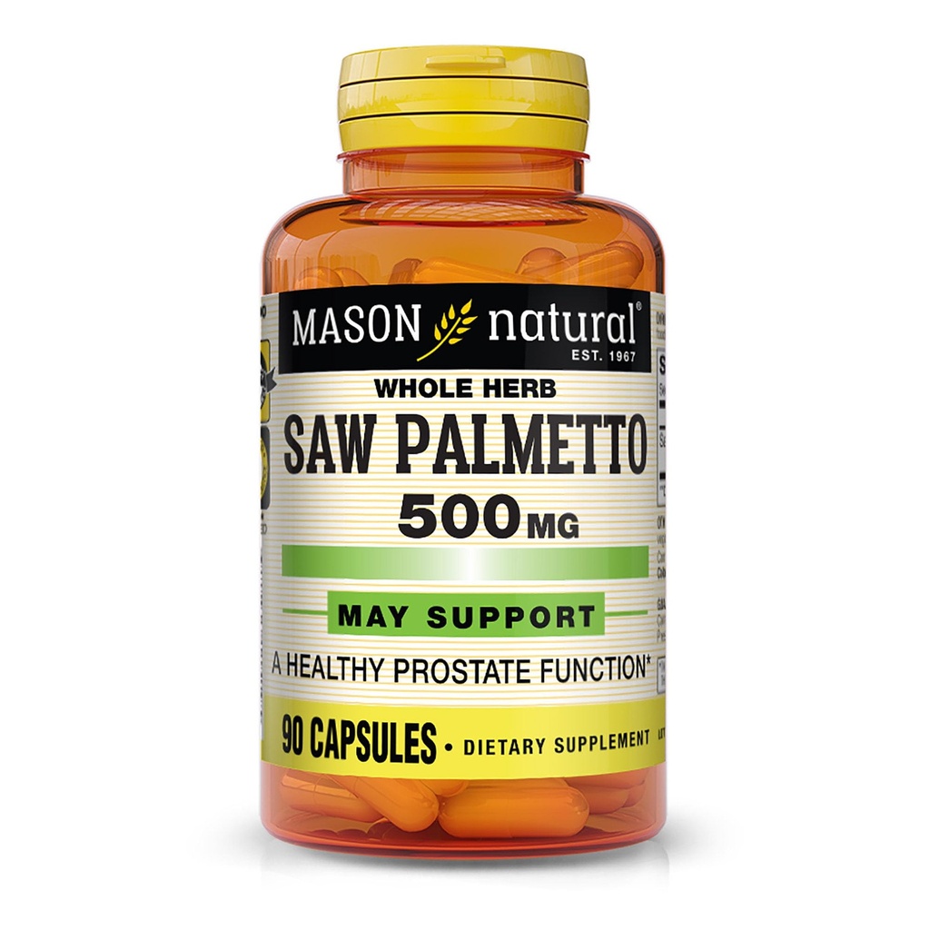 MASON NATUURLIJKE Zaag Palmetto 500 mg, Ondersteunt Prostaat Gezondheid en urinefunctie, 90 capsules