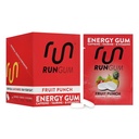 RUN GUM Fruit Punch Energie Kauwgom 50mg Cafeïne Taurine & B-Vitaminen per stuk, 24 stuks (verpakking van 12) Suikervrij, Zero Calorie, Geen Aspartaam, en Glutenvrij, 1 ea