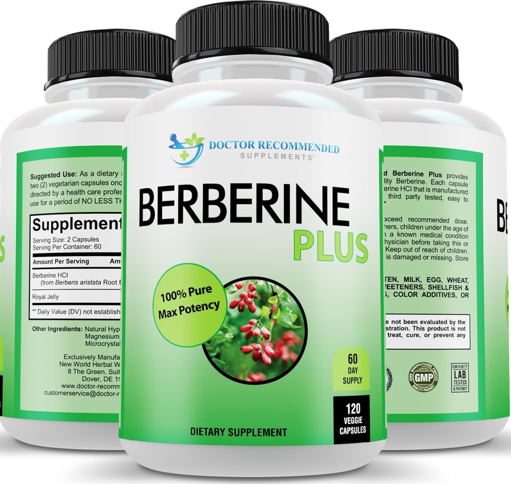 DOCTOR HERHALDE supplementen Berberine Plus 1200mg per portie - 120 Veggie Capsules met Royal Jelly
