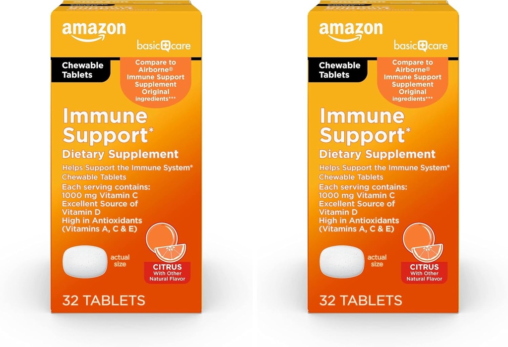 Basic Care Immune Support Citrus Chew Tablets, 32 Tellen (pakket van 2)