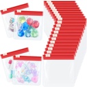 24 Pieces Pill Pouch Tassen Zippered Set Herbruikbare Translucent Medicine Organizer Sealing Travel Plastic Tassen met schuifslot voor opslag(Rood)