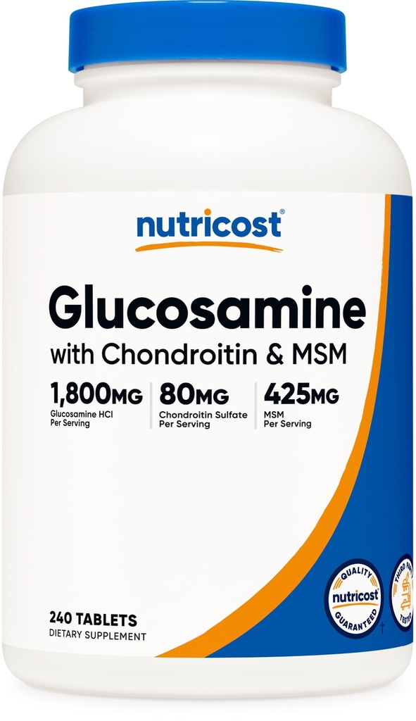 Nutricost Glucosamine 1800 mg met Chondroitine & MSM, 240 tabletten, 120 porties - Non-GMO, Glutenvrij