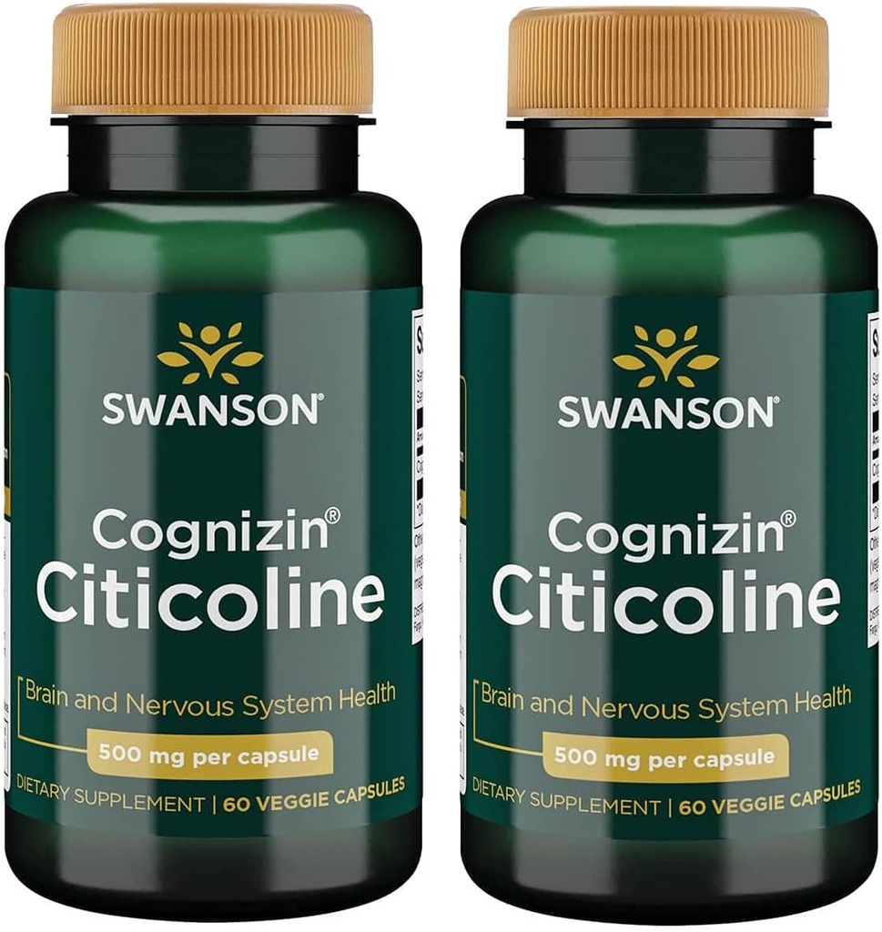 Swanson Cognizin Citicoline 1.000 Milligrammen 60 Veg Capsules (2 verpakkingen)