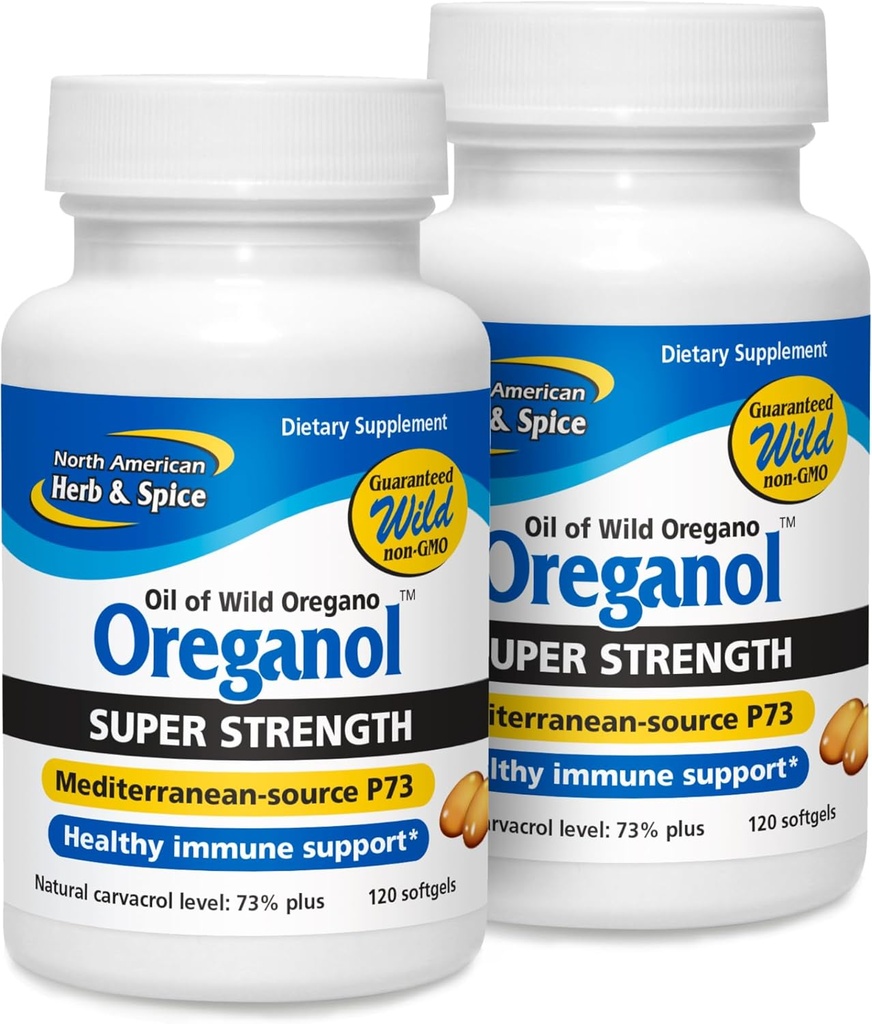NORTH AMERICAN HERB & SPICE Super Strength Oreganol P73 - Pack of 2, 120 Softgels - Immune System Support - Non-GMO, Vegan Friendly - 240 Total Servings