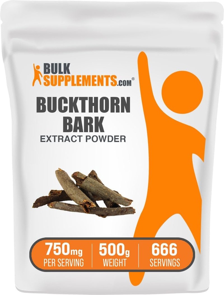 BulkSupplements.com Buckthorn Bark Extract Poeder - Buckthorn Bark Powder, Kruidensupplement - Vegan & Glutenvrij, 750mg per portie, 500g (1.1 lbs) (verpakking van 1)