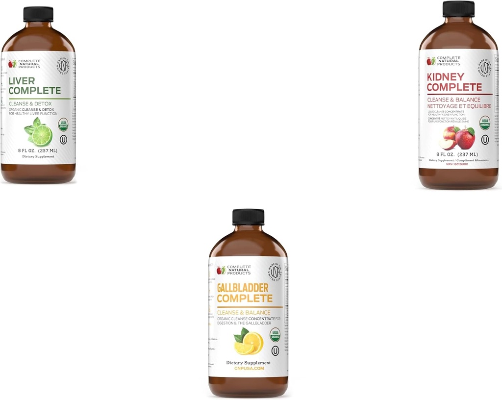 Complete Natuurlijke Producten Lever Complete 8oz, Nier Complete 8oz & Gallblad Complete 8oz Bundle