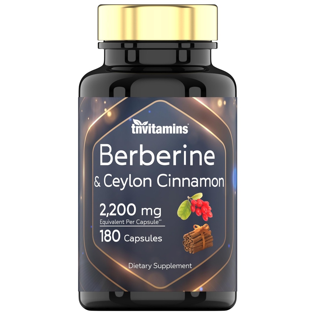 Berberine met Ceylon Cinnamon: 2200 mg per capsule - 180 capsules 