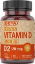 DEVA Vegan Vitamin D2 800 IE, Ergocalciferol Supplement zonder dierlijke ingrediënten, 90 tabletten, 1-pack