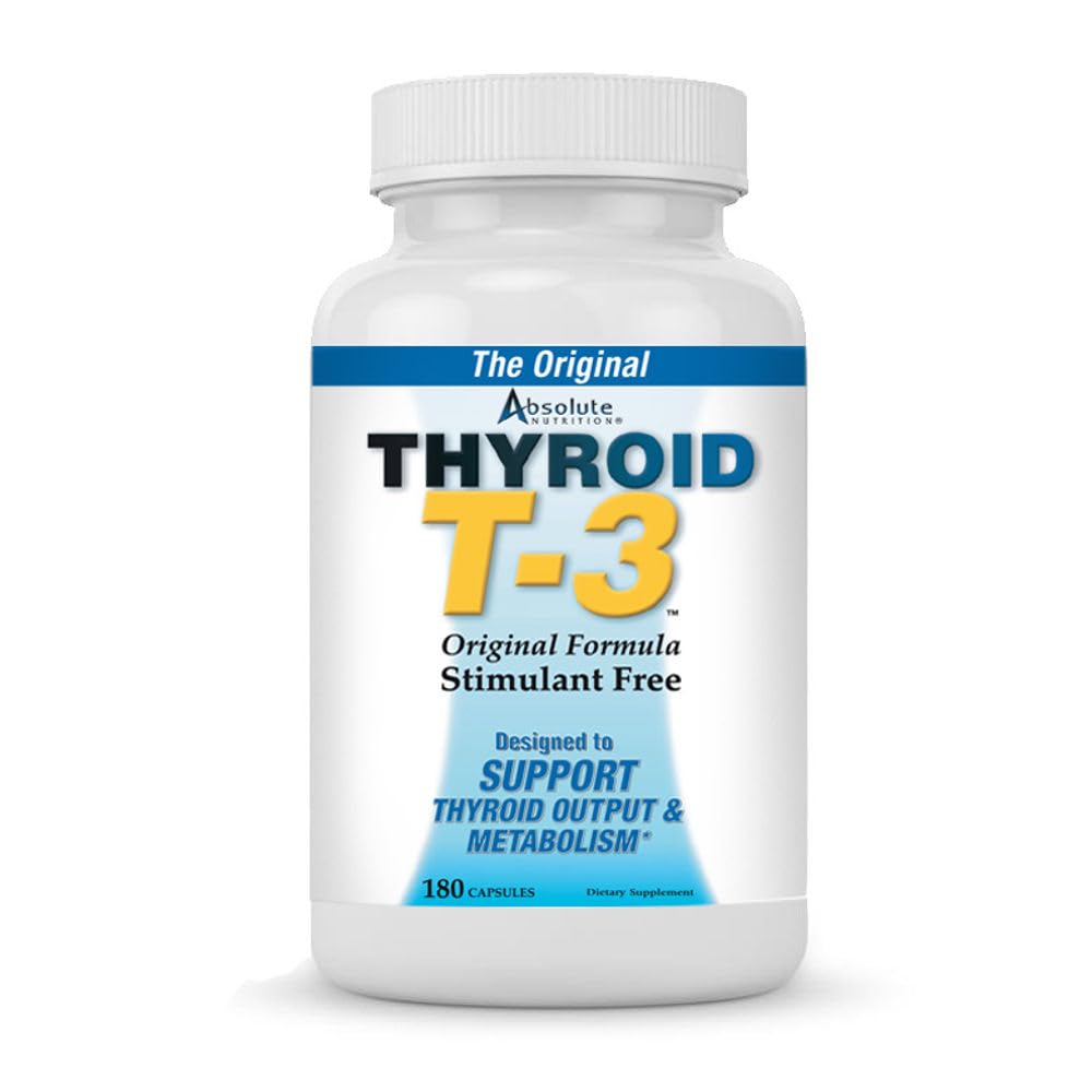 Absolute Voeding Schildklier T-3 Radical Metabolic Booster, Energie & Focus Unflavored Thyroid Support Formula Capsules, Natuurlijke Metabolisme Booster, Ondersteuning gezonde schildklierfunctie, 180 capsules