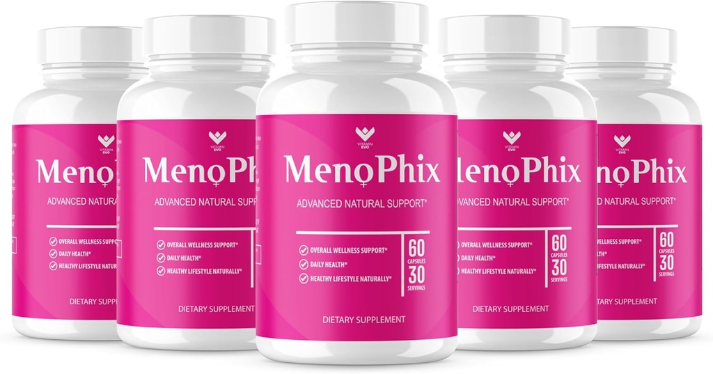 (5 PACK) MenoPhix Menopauze Natuurlijke Ondersteuning Capsules - Meno Phix Supplement, Meno Phix Menopauze, MenoPhix Supplementen voor Vrouwen Natuurlijke Ondersteuning, MenoPhix Reviews (300 Capsules) 5 Maand Supply