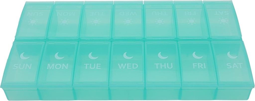 7 Dag Week pil AM PM Organisator, ShysTech Large Pill Case pil Box 2 Tijd Een dag voor pillen / Medicatie/Supplements/Vitamine (Groen)