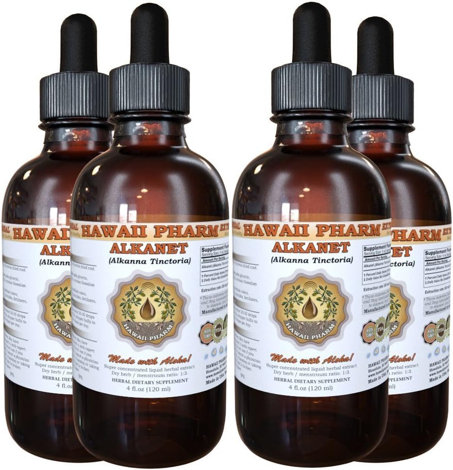 Alkanet Liquid Extract, Alkanet (Alkanna Tinctoria) Wortel Tinctuur Kruidensupplement 4x4 oz