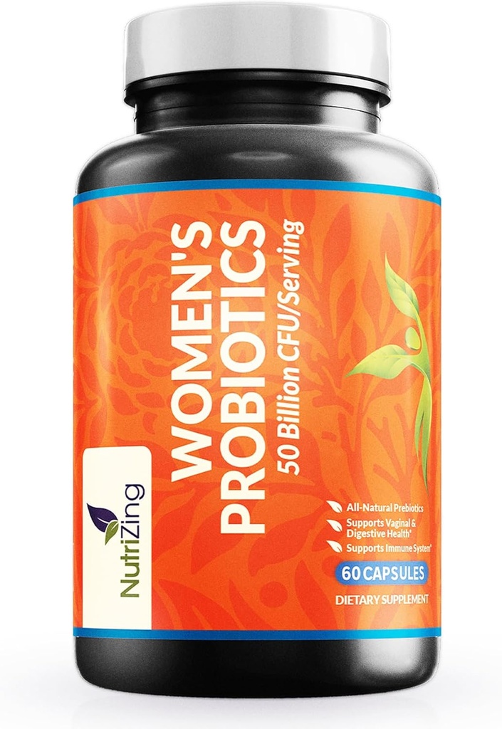 Nutrizing Womens Probiotic for Gut Health - 50 miljard CFU - Prebiotica en probiotica voor vrouwen Digestieve gezondheid en pH-balans - Lactobacillus Reuteri & Rhamnosus Supplementen - Vaginale ondersteuning