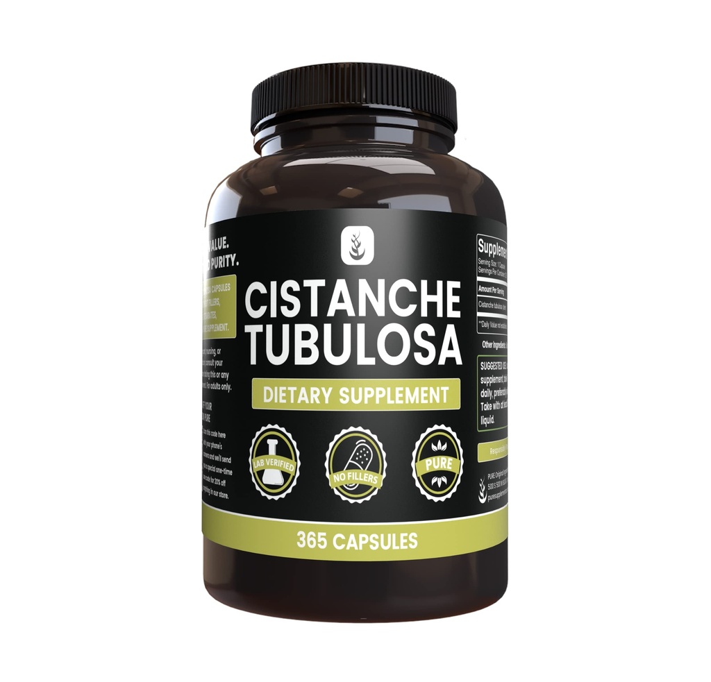 Pure originele ingrediënten Cistanche Tubulosa (365 capsules) Geen Magnesium of rijstvullers, altijd zuiver, lab geverifieerd