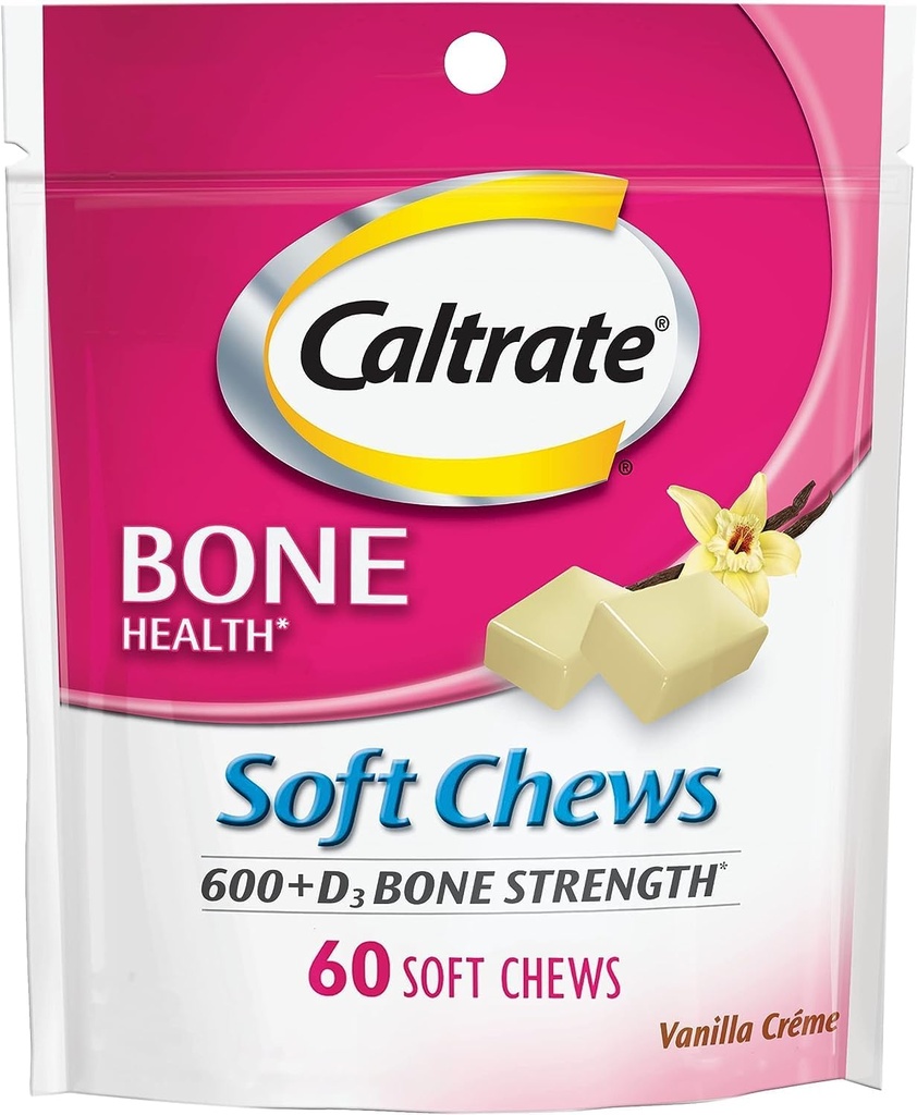 Caltrate Calcium & Vitamine D Zachte Kauwen Vanilla Creme 60 Elk (pakket van 2)