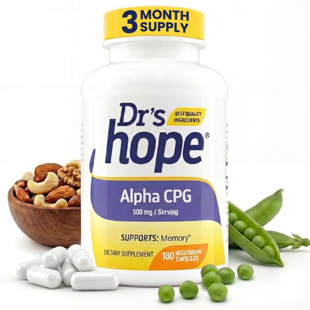 Alpha GPC 500mg, Alpha GPC Supplement - Ondersteunt geheugen en cognitieve functie - 180 Veggie Capsules, Made in The USA
