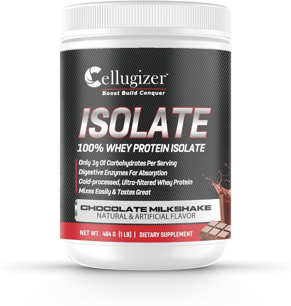 Cellugisator 100% Wei Isolaat 1lb, Chocolade I 25g Proteïne, Fast Digesting I 0g Sugar, Low Carb