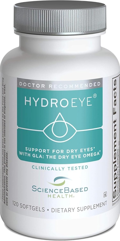 Hydro-Eye Softgels - Dry Eye Relief - Kenmerken GLA, EPA, DHA en andere belangrijke voedingsstoffen - 120 Tellen
