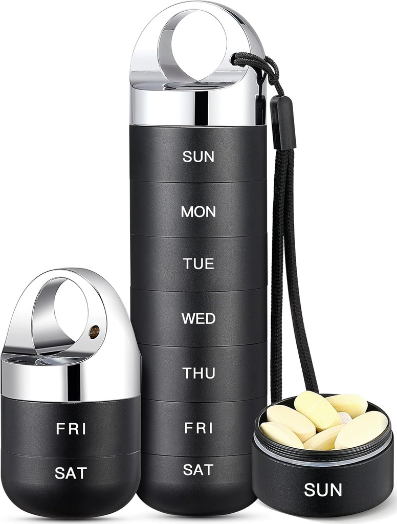 Zannaki Metal Travel pil Organizer, Portable Waterproof Week pil Box, Grote Aluminium Legering pil geval Container, BPA Gratis 7 dagen dagelijkse geneeskunde Organisator houder voor Vitamine, Visolie, Supplement
