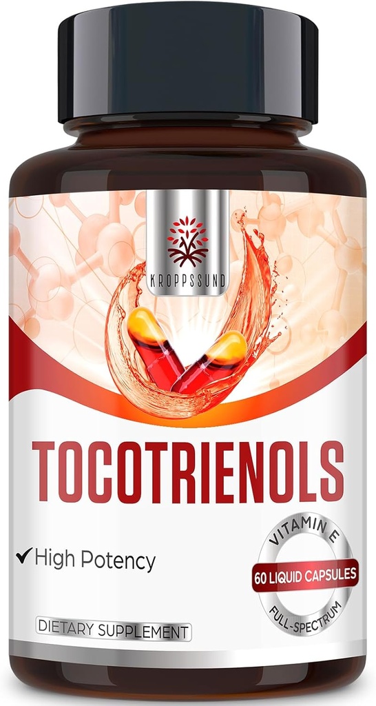 Kroppssund Tocotrienol Supplement volledig spectrum, Tocotrienol Vitamine E-Tocotrienols 800mg - 60 Capsules met vloeistofvulling