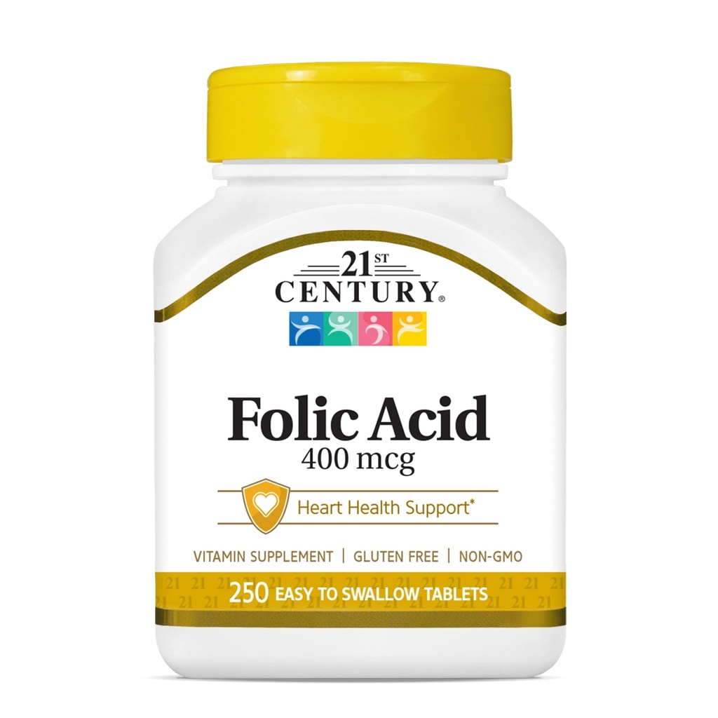 21e eeuws foliumzuur 400 mcg tabletten, 250 telling