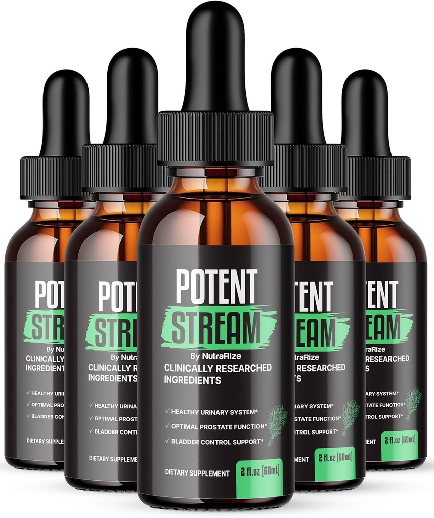 NutraRize (Pack of 5 Potent Stream Drops, Advanced Prostate Supplement - Natuurlijke ondersteuning voor Prostaat Gezondheid, Maximale sterkte, PotentStream Reviews (150 Servings)