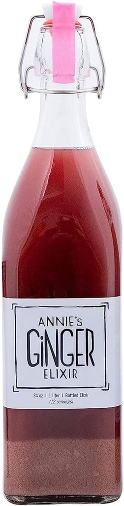 Annie's Ginger Elixir, 34oz 2-pack, Pure Natural Organic Tonic Ginger Shot, Digestive Cleanse Boosts Immune Defense, Daily Gut Health and Wellness, Non-GMO Drank