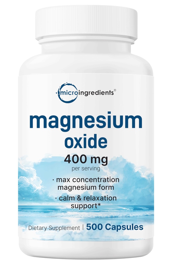 Magnesium OÜ 400mg, 500 Capsules Elemental Form for Max Concentration 