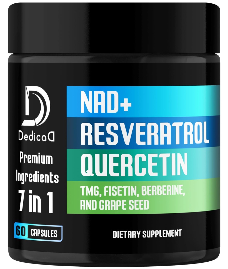 DEDICAD NAD.+ Supplement - Combined to Resveratrol, Quercetin, Berberine, Fisetin, TMG and Grape Seed - 60 Capsules